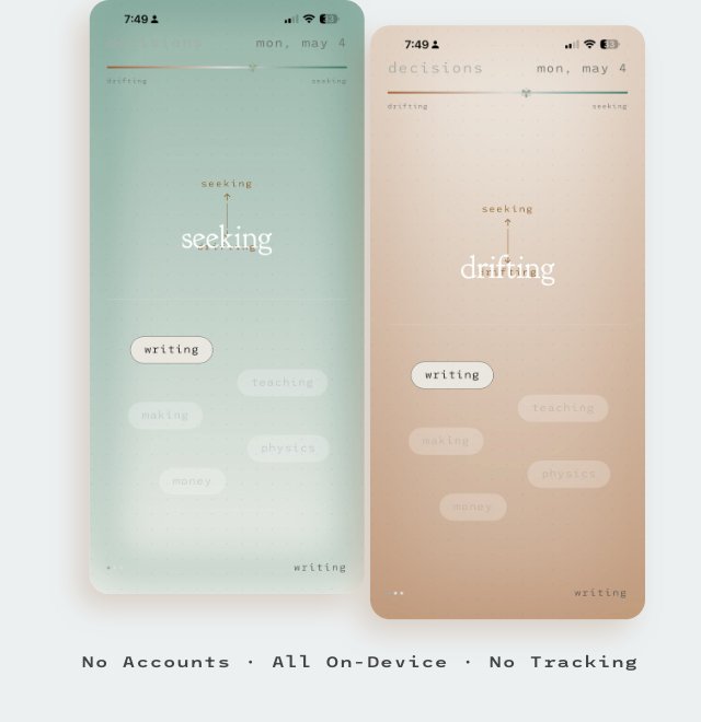 Decisions app screens